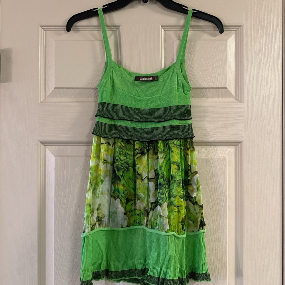 Green and Black Sleeveless Dress